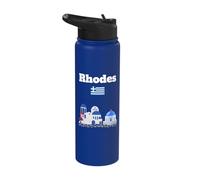 Rhodes Souvenir Greece Trip Island Architecture Gr lag Stainless Steel Insulated Water Bottle