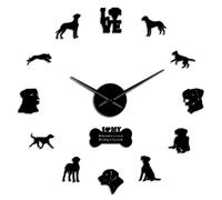 Rhodesian Ridgeback Dog Breed Animal 3D Mirror Effect DIY Wall Clock Pet Shop Decor Quartz Clock Battery Operated Clock Watch(Black,47inch)