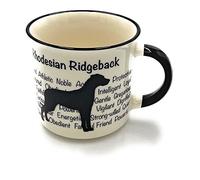 Rhodesian Ridgeback Mug - Dog Silhouette in Black on White Mug, Characteristics on Cup. Coffee Mug/ Tea Cup. Great Gift/ Present idea for Dog Owners.