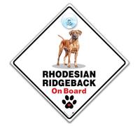 Rhodesian Ridgeback On Board Sign, Rhodesian Ridgeback Car Sign, Rhodesian Ridgeback Dog Breed Vehicle Sign, Dog On Board Suction Cup Sign 14cm x 14cm