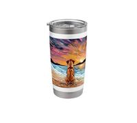 Rhodesian Ridgeback Starry Night Dog at the Beach Artwork Stainless Steel Insulated Tumbler