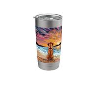 Rhodesian Ridgeback Starry Night Dog at the Beach Artwork Stainless Steel Insulated Tumbler