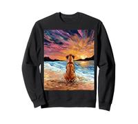 Rhodesian Ridgeback Starry Night Dog at the Beach Artwork Sweatshirt
