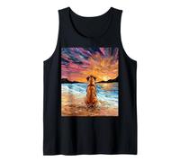 Rhodesian Ridgeback Starry Night Dog at The Beach Artwork Tank Top