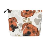 Rhodesian Ridgeback with Love, Cosmetic Bag Imitation Linen Makeup Bag Portable Travel Toiletry Bag