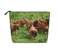 Rhodesian Ridgebacks Dogs Puppies Pets Family, Cosmetic Bag Imitation Linen Makeup Bag Portable Travel Toiletry Bag