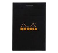 RHODIA 112009C - Stapled Notepad N°11 Black - A7 - Small Squares - 80 Detachable Sheets - 80G Clairefontaine Paper - Soft, Resistant and Waterproof Coated Card Cover - Basics