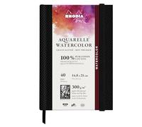Rhodia 116158C - Rhodia Touch Watercolor Book, 100% cotton satin grain paper 300g - A5 portrait, 40 pages sewn booklet with stiff edge, Black
