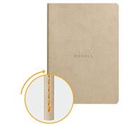 RHODIA 116455C - Soft Beige Textile Stitch Notebook - A5 - Dot Dot - 64 pages - Ivory Clairefontaine Paper 90 g/m - Faux Leather Cover - Rhodiarama Collection