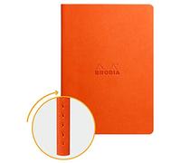RHODIA 116464C - Soft Notebook Tangerine Textile Stitching - A5 - Dot Dot - 64 pages - Ivory Clairefontaine Paper 90 g/m - Faux Leather Cover - Rhodiarama Collection