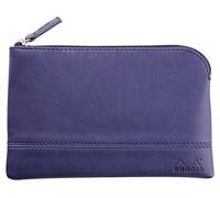 RHODIA 116537C - Leatherette Zipped Pouch - Midnight - Size S (11 x 17 cm) - Genuine Stitching - Orange Fabric Inside - Storage for Documents, Small Supplies