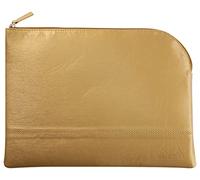 RHODIA 116717C - Faux Leather Zipped Pouch - Gold - Size L (21 x 28 cm) - Genuine Stitching - Orange Fabric Inside - Storage for Documents, Small Supplies