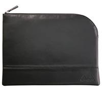 RHODIA 116723C - Leatherette Zippered Pouch - Black - Size L (21 x 28 cm) - Genuine stitching - Orange Fabric Inside - Storage for Documents, Small Supplies