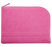 RHODIA 116742C - Faux Leather Zipped Pouch - Fuchsia - Size L (21 x 28 cm) - Genuine Stitching - Orange Fabric Inside - Storage for Documents, Small Supplies