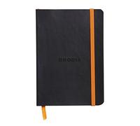 RHODIA 117302C - Black Flexible Notebook - A6 - Lined - 144 pages - Ivory Clairefontaine Paper 90 g/m - Bookmark, Elastic Closure - Faux Leather Cover - Rhodiarama Collection