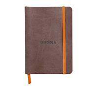 RHODIA 117303C - Chocolate Flexible Notebook - A6 - Lined - 144 pages - Ivory Clairefontaine Paper 90 g/m - Bookmark, Elastic Closure - Faux Leather Cover - Rhodiarama Collection