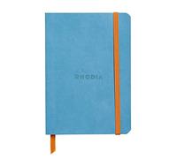 RHODIA 117307C - Soft Turquoise Notebook - A6 - Lined - 144 pages - Clairefontaine Ivory Paper 90 g/m - Bookmark, Elastic Closure - Faux Leather Cover - Rhodiarama Collection