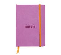 RHODIA 117311C - Lilac Soft Notebook - A6 - Lined - 144 pages - Ivory Clairefontaine Paper 90 g/m - Bookmark, Elastic Closure - Faux Leather Cover - Rhodiarama Collection