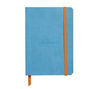RHODIA 117357C - Soft Turquoise Notebook - A6 - Dotted Dot - 144 pages - Clairefontaine Ivory Paper 90 g/m - Bookmark, Elastic Closure - Faux Leather Cover - Rhodiarama Collection