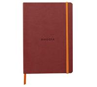 RHODIA 117371C - Nacarat Soft Notebook - A5 - Lined - 160 pages - Ivory Clairefontaine Paper 90 g/m - Bookmark, Elastic Closure - Faux Leather Cover - Rhodiarama Collection