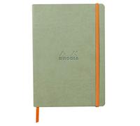 RHODIA 117375C - Celadon Soft Notebook - A5 - Lined - 160 pages - Ivory Clairefontaine Paper 90 g/m - Bookmark, Elastic Closure - Faux Leather Cover - Rhodiarama Collection