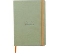 RHODIA 117375C - Celadon Soft Notebook - A5 - Lined - 160 pages - Ivory Clairefontaine Paper 90 g/m - Bookmark, Elastic Closure - Faux Leather Cover - Rhodiarama Collection