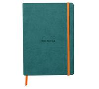 RHODIA 117376C - Peacock Soft Notebook - A5 - Lined - 160 pages - Ivory Clairefontaine Paper 90 g/m - Bookmark, Elastic Closure - Faux Leather Cover - Rhodiarama Collection