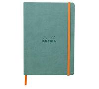 RHODIA 117377C - Water Soft Notebook - A5 - Lined - 160 pages - Clairefontaine Ivory Paper 90 g/m - Bookmark, Elastic Closure - Faux Leather Cover - Rhodiarama Collection