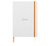 RHODIA 117386C - White Soft Notebook - A5 - Lined - 160 pages - Ivory Clairefontaine Paper 90 g/m - Bookmark, Elastic Closure - Faux Leather Cover - Rhodiarama Collection