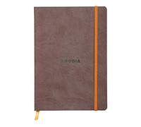 RHODIA 117403C - Chocolate Flexible Notebook - A5 - Lined - 160 pages - Ivory Clairefontaine Paper 90 g/m - Bookmark, Elastic Closure - Faux Leather Cover - Rhodiarama Collection