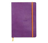 RHODIA 117410C - Purple Soft Notebook - A5 - Lined - 160 pages - Ivory Clairefontaine Paper 90 g/m - Bookmark, Elastic Closure - Faux Leather Cover - Rhodiarama Collection