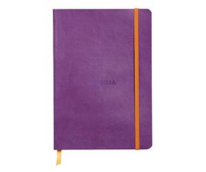 RHODIA 117410C - Purple Soft Notebook - A5 - Lined - 160 pages - Ivory Clairefontaine Paper 90 g/m - Bookmark, Elastic Closure - Faux Leather Cover - Rhodiarama Collection