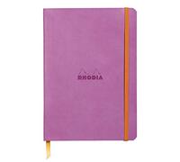 RHODIA 117411C - Lilac Soft Notebook - A5 - Lined - 160 pages - Ivory Clairefontaine Paper 90 g/m - Bookmark, Elastic Closure - Faux Leather Cover - Rhodiarama Collection