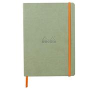 RHODIA 117441C - Celadon Soft Notebook - A5 - Dotted Dot - 160 pages - Ivory Clairefontaine Paper 90 g/m - Bookmark, Elastic Closure - Faux Leather Cover - Rhodiarama Collection