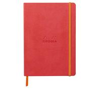 RHODIA 117446C - Coral Soft Notebook - A5 - Dotted Dot - 160 pages - Ivory Clairefontaine Paper 90 g/m - Bookmark, Elastic Closure - Faux Leather Cover - Rhodiarama Collection