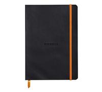 RHODIA 117452C - Black Flexible Notebook - A5 - Dotted Dot - 160 pages - Ivory Clairefontaine Paper 90 g/m - Bookmark, Elastic Closure - Faux Leather Cover - Rhodiarama Collection