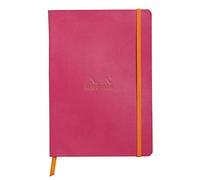 RHODIA 117462C - Raspberry Flexible Notebook - A5 - Dotted Dot - 160 pages - Ivory Clairefontaine Paper 90 g/m - Bookmark, Elastic Closure - Faux Leather Cover - Rhodiarama Collection