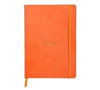 RHODIA 117464C - Tangerine Soft Notebook - A5 - Dotted Dot - 160 pages - Clairefontaine Ivory Paper 90 g/m - Bookmark, Elastic Closure - Faux Leather Cover - Rhodiarama Collection