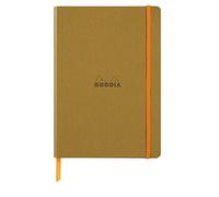 RHODIA 117476C - Gold Soft Notebook - A5 - Dot Dot - 160 pages - Ivory Clairefontaine Paper 90 g/m - Bookmark, Elastic Closure - Faux Leather Cover - Rhodiarama Collection