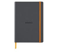 RHODIA 117479C - Titanium Soft Notebook - A5 - Dotted Dot - 160 pages - Ivory Clairefontaine Paper 90 g/m - Bookmark, Elastic Closure - Faux Leather Cover - Rhodiarama Collection