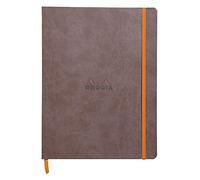 RHODIA 117503C - Chocolate Flexible Notebook - 19x25 cm - Lined - 160 pages - Ivory Clairefontaine Paper 90 g/m - Bookmark, Elastic Closure - Faux Leather Cover - Rhodiarama Collection