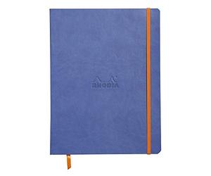 RHODIA 117508C - Saphir Soft Notebook - 19x25 cm - Lined - 160 pages - Clairefontaine Ivory Paper 90 g/m - Bookmark, Elastic Closure - Faux Leather Cover - Rhodiarama Collection