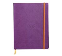 RHODIA 117510C - Purple Flexible Notebook - 19x25 cm - Lined - 160 pages - Clairefontaine Ivory Paper 90 g/m - Bookmark, Elastic Closure - Faux Leather Cover - Rhodiarama Collection