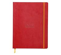 RHODIA 117513C - Poppy Soft Notebook - 19x25 cm - Lined - 160 pages - Clairefontaine Ivory Paper 90 g/m - Bookmark, Elastic Closure - Faux Leather Cover - Rhodiarama Collection