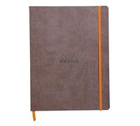 RHODIA 117553C - Chocolate Flexible Notebook - 19x25 cm - Dot Dot - 160 pages - 90g Ivory Clairefontaine Paper - Bookmark, Elastic Closure - Faux Leather Cover - Rhodiarama Collection