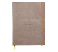 RHODIA 117554C - Soft Taupe Notebook - 19x25 cm - Dot Dot - 160 pages - Clairefontaine Ivory Paper 90 g/m - Bookmark, Elastic Closure - Faux Leather Cover - Rhodiarama Collection