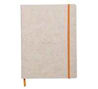 RHODIA 117555C - Beige Flexible Notebook - 19x25 cm - Dot Dot - 160 pages - Ivory Clairefontaine Paper 90 g/m - Bookmark, Elastic Closure - Faux Leather Cover - Rhodiarama Collection