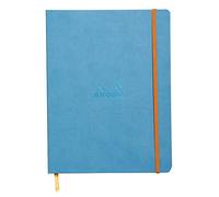 RHODIA 117557C - Turquoise Flexible Notebook - 19x25 cm - Dot Dot - 160 pages - 90g Ivory Clairefontaine Paper - Bookmark, Elastic Closure - Faux Leather Cover - Rhodiarama Collection