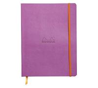 RHODIA 117561C - Lilac Flexible Notebook - 19x25 cm - Dot Dot - 160 pages - Clairefontaine Ivory Paper 90 g/m - Bookmark, Elastic Closure - Faux Leather Cover - Rhodiarama Collection