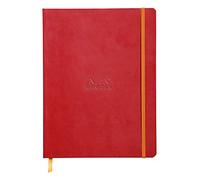 RHODIA 117563C - Poppy Soft Notebook - 19x25 cm - Dot Dot - 160 pages - 90g Ivory Clairefontaine Paper - Bookmark, Elastic Closure - Faux Leather Cover - Rhodiarama Collection